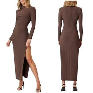 Elliatt Nola Long Sleeve Maxi Dress - Bark Brown - Size Large - NWT